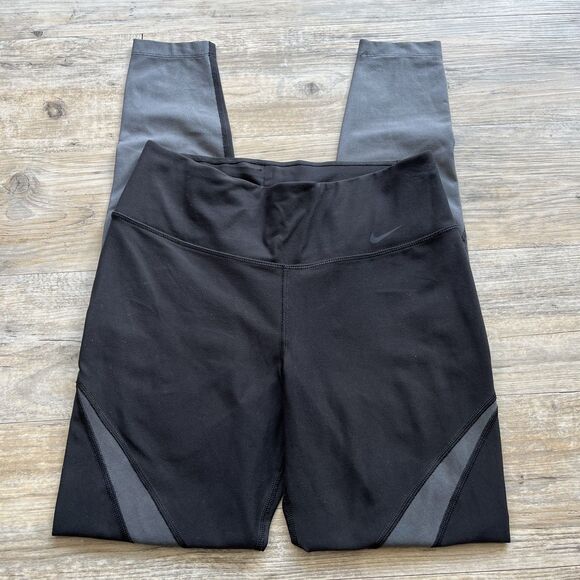 Nike Yoga Leggings Small Gray and Black Color Block - Picture 1 of 8